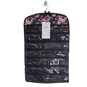 Hanging Jewelry Organizer Black Floral